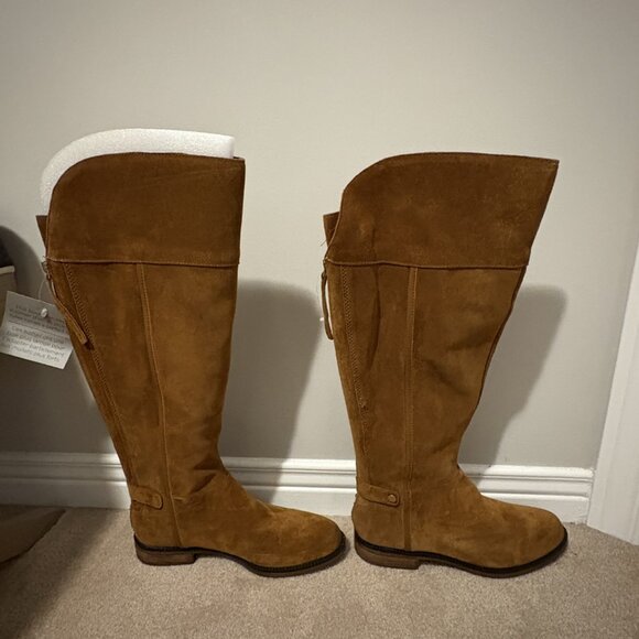 Franco Sarto Christine Wide Calf Tall Boots in Cognac Suede - BRAND NEW - Picture 4 of 7